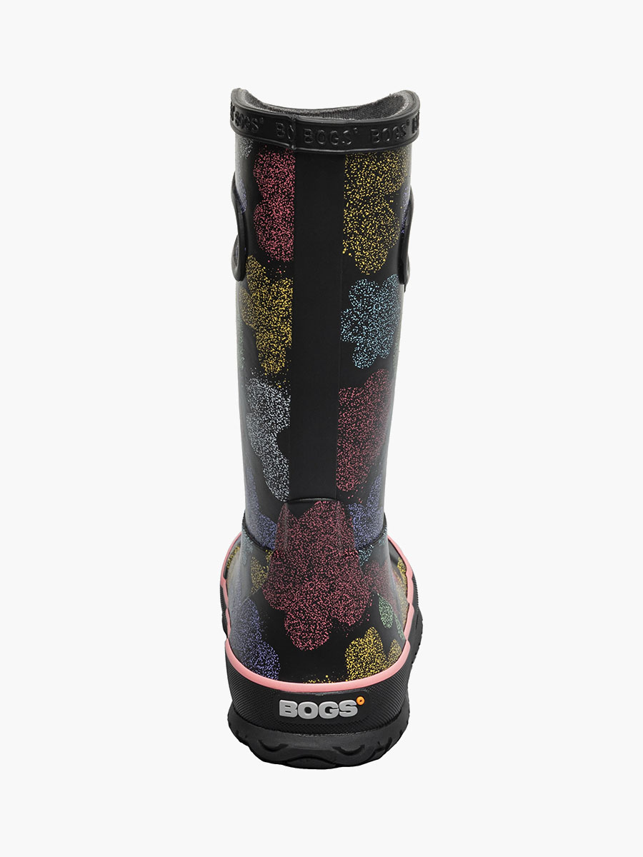 regenlaars met airbrush-bloemen kinderregenlaars zwart multi