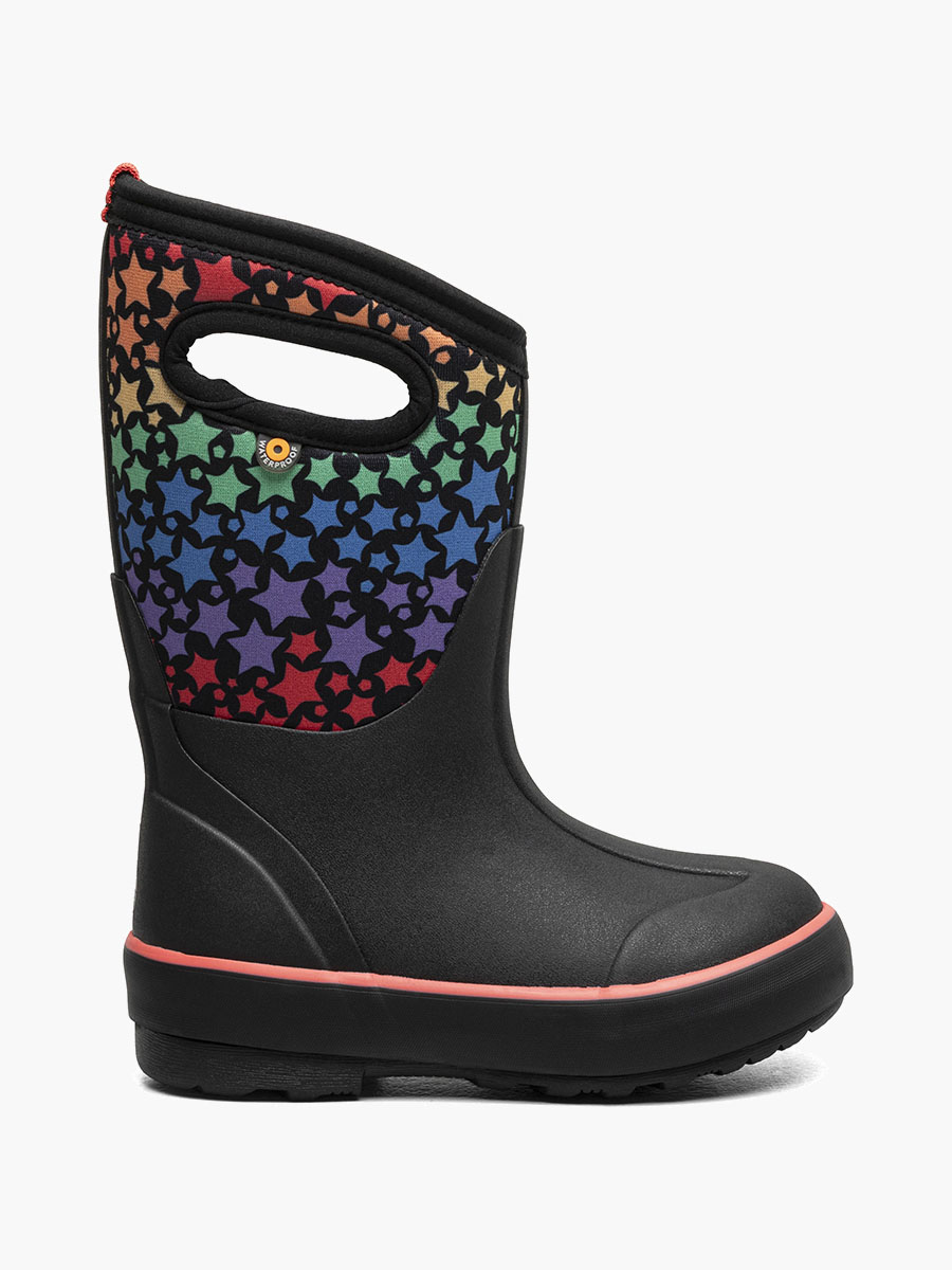 classic ii rainbow stars kinderlaarzen voor 3 seizoenen zwart met meerdere kleuren.