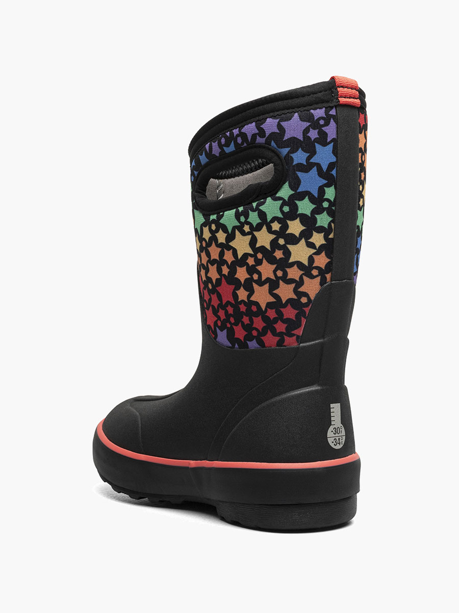 classic ii rainbow stars kinderlaarzen voor 3 seizoenen zwart met meerdere kleuren.