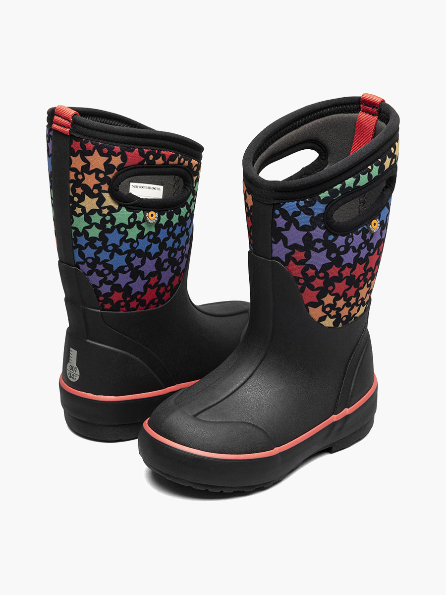 classic ii rainbow stars kinderlaarzen voor 3 seizoenen zwart met meerdere kleuren.