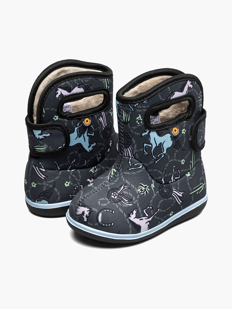 baby bogs ii paarden waterdichte babyschoentjes donkergrijs multi