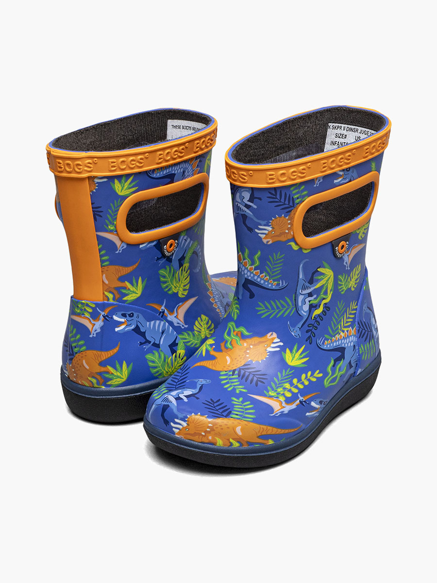 skipper ii dinosaur jungle kinderregenlaarzen blauw multi