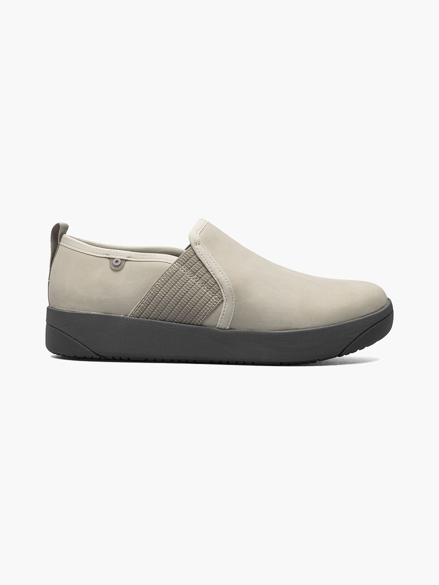 kicker slip on elastische leren casual schoenen voor dames havermout