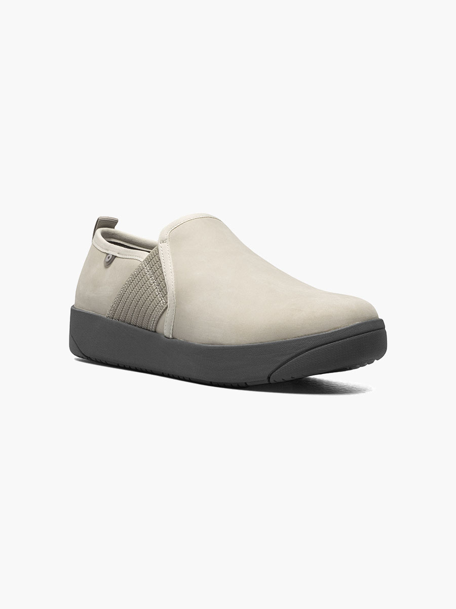 kicker slip on elastische leren casual schoenen voor dames havermout