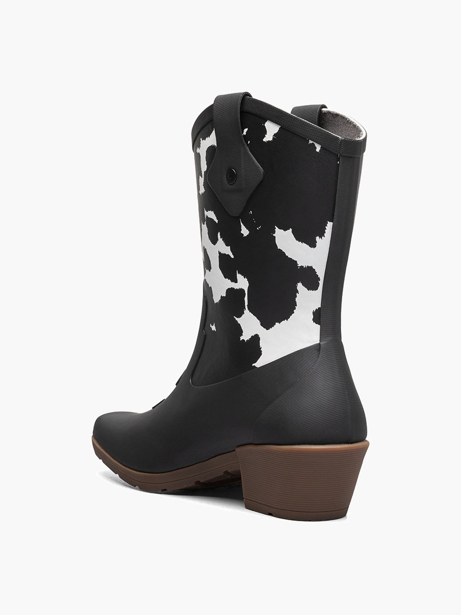 jolene mid deco regenlaarzen voor dames zwart met wit