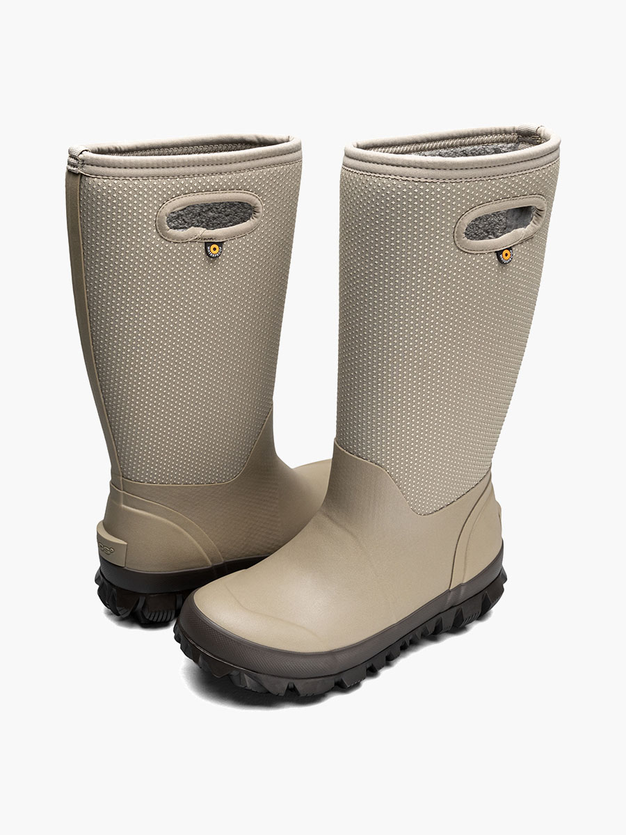 witte winterlaarzen met stippen voor dames taupekleurig